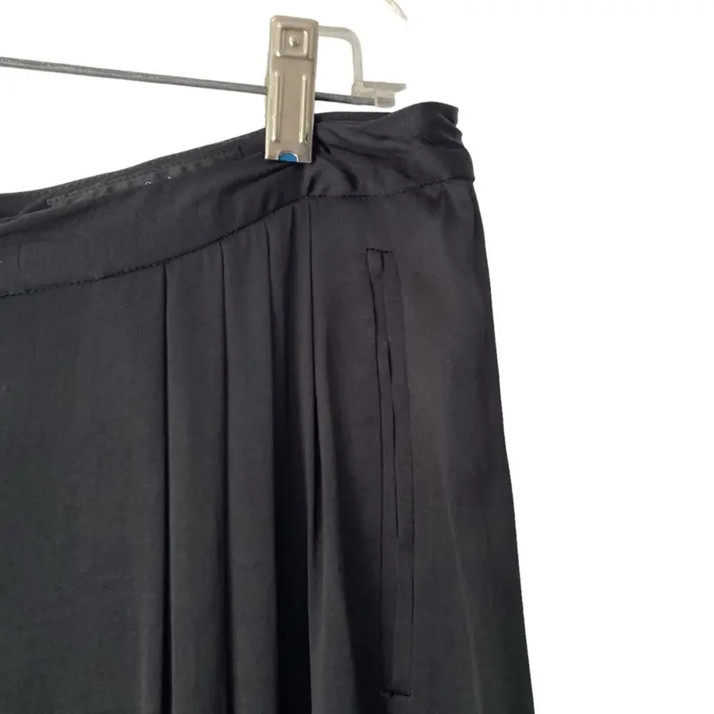 Rag & Bone Racine Black Wide Leg Charmeuse Pleated Pants size 10 High Rise